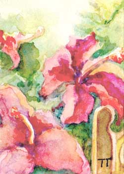 Chair And Flowers Trudi Theisen Monona WI watercolor